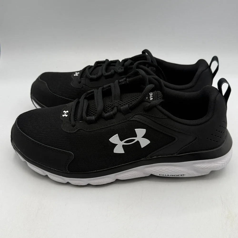 Under Armour Charged Assert 9 Shoes Mens Size 10 Black White Running 3024857-001